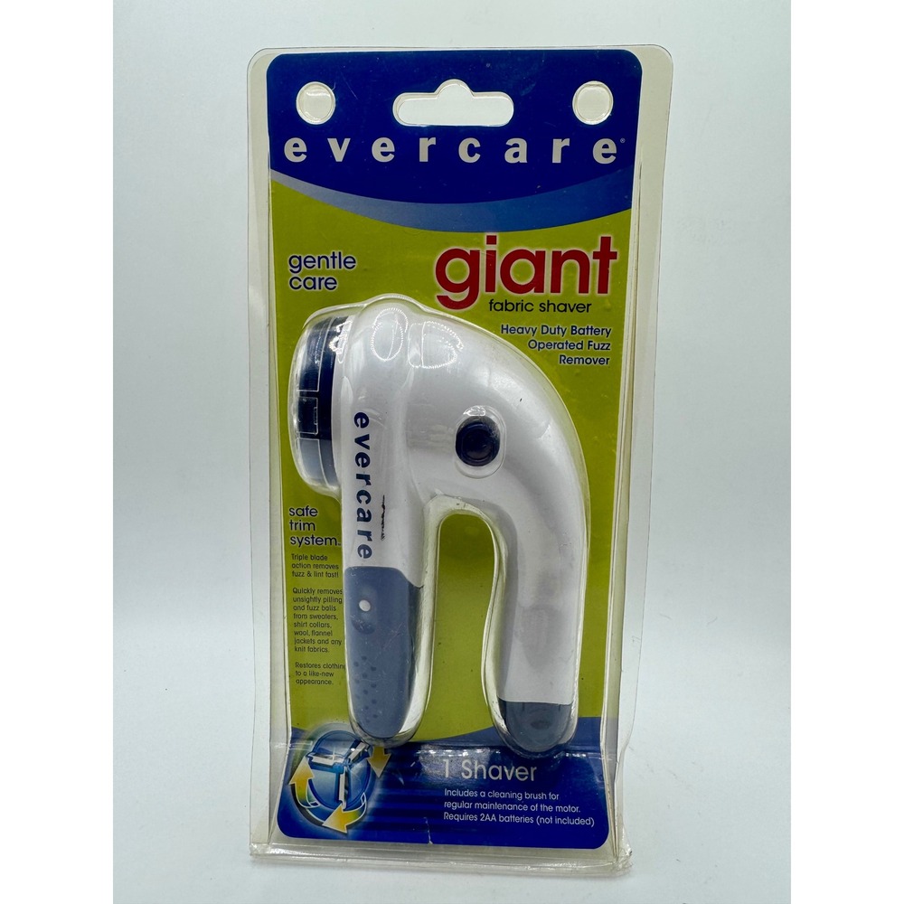 Evercare Giant Fabric Shaver White Blue Heavy Duty Battery Operated Fuzz Remover